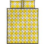 Yellow And White Buffalo Check Print Quilt Bed Set