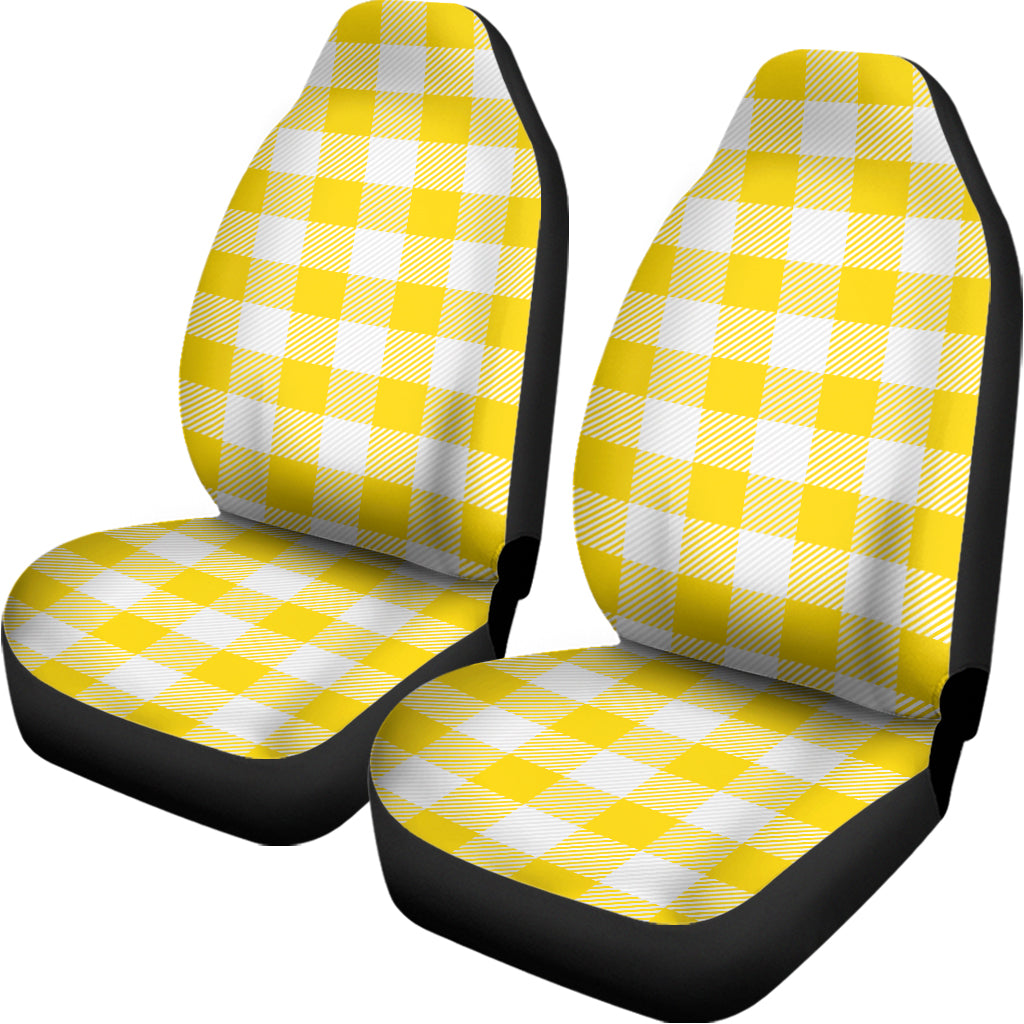 Yellow And White Buffalo Check Print Universal Fit Car Seat Covers