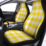 Yellow And White Buffalo Check Print Universal Fit Car Seat Covers