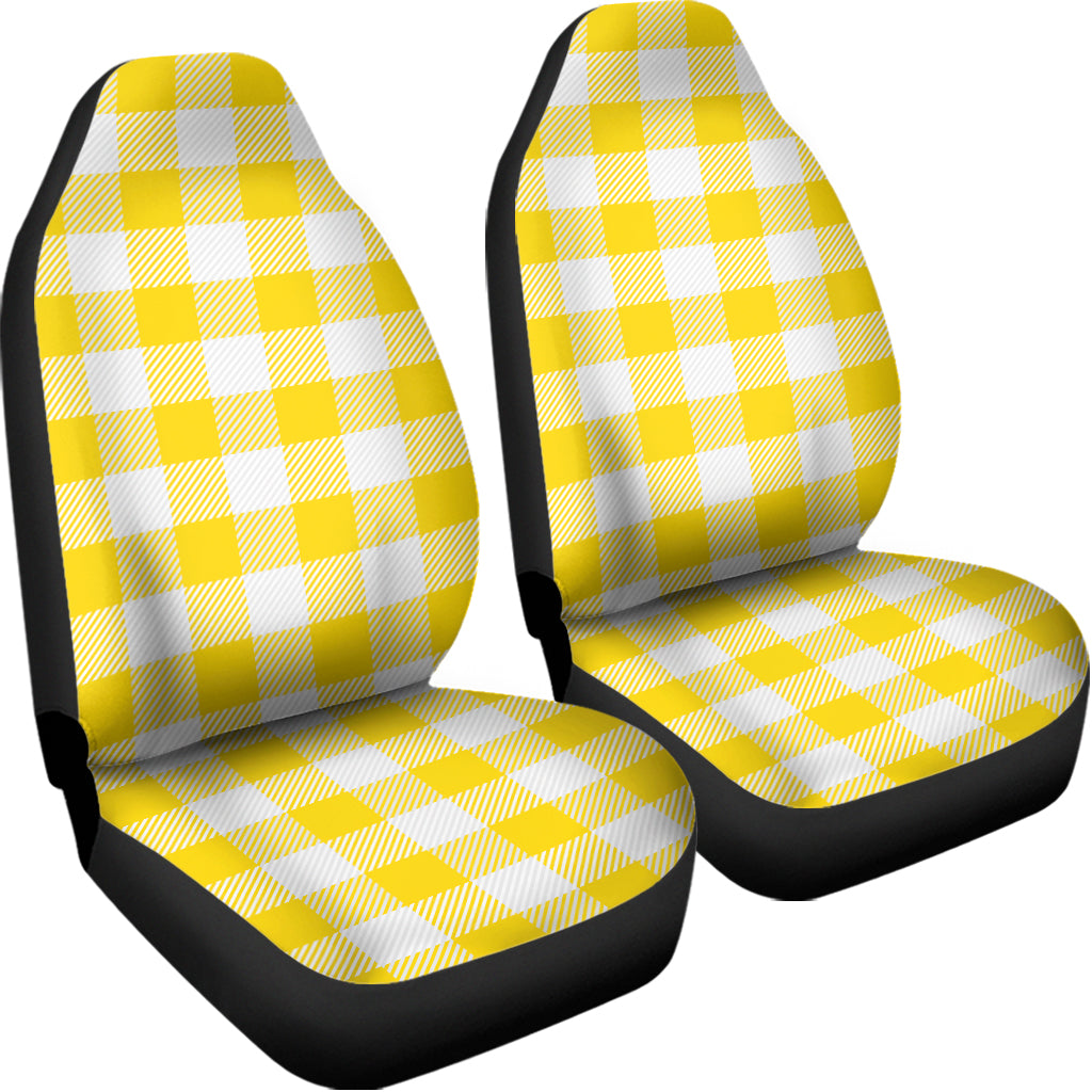 Yellow And White Buffalo Check Print Universal Fit Car Seat Covers