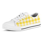 Yellow And White Buffalo Check Print White Low Top Shoes