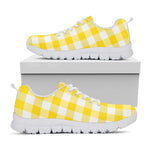 Yellow And White Buffalo Check Print White Sneakers