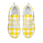 Yellow And White Buffalo Check Print White Sneakers