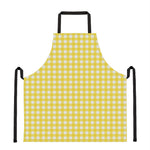 Yellow And White Check Pattern Print Apron