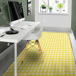 Yellow And White Check Pattern Print Area Rug