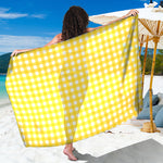 Yellow And White Check Pattern Print Beach Sarong Wrap