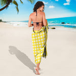 Yellow And White Check Pattern Print Beach Sarong Wrap