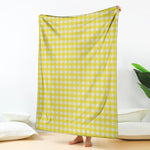 Yellow And White Check Pattern Print Blanket