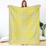 Yellow And White Check Pattern Print Blanket