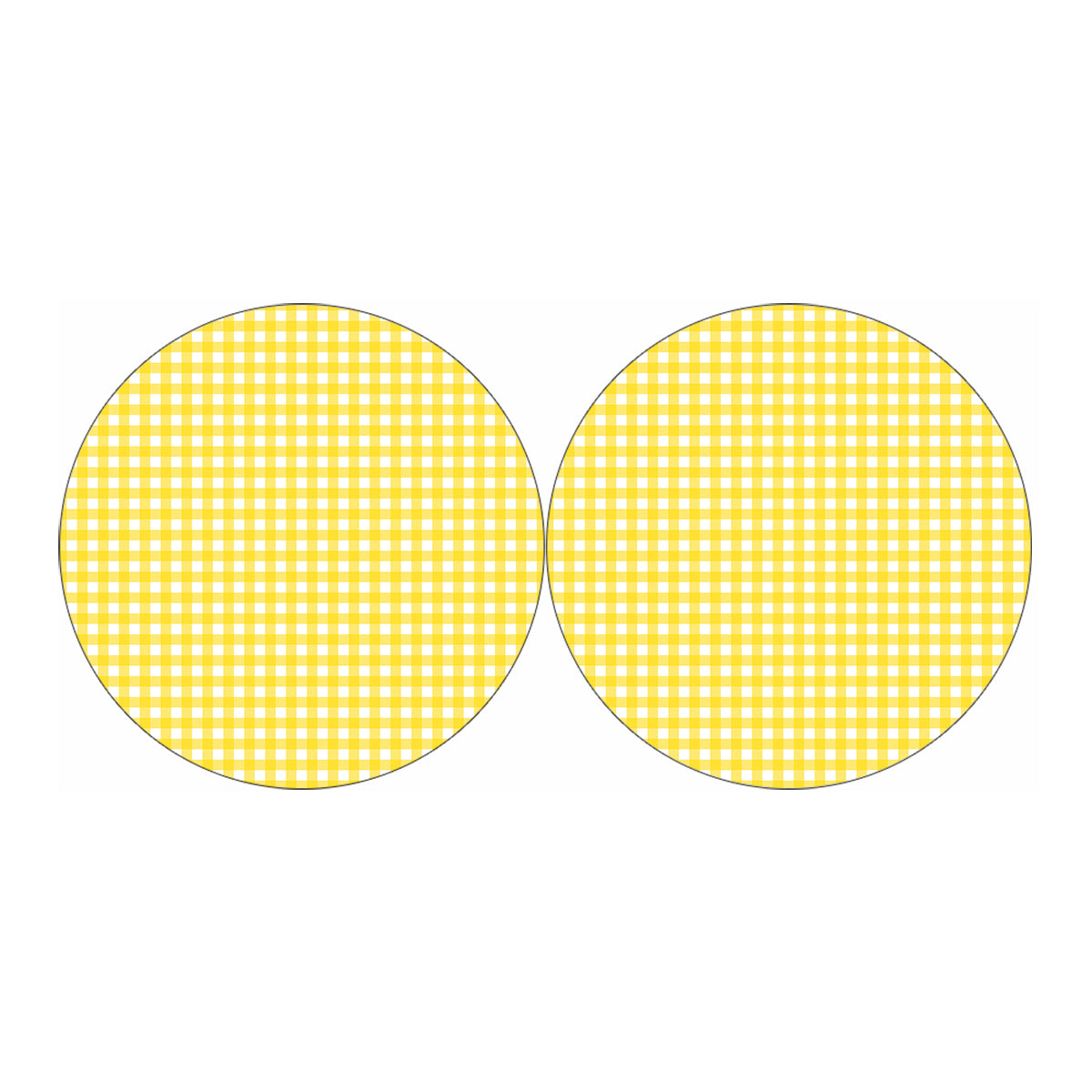 Yellow And White Check Pattern Print Car Coasters
