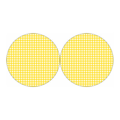 Yellow And White Check Pattern Print Car Coasters