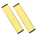 Yellow And White Check Pattern Print Car Seat Belt Covers