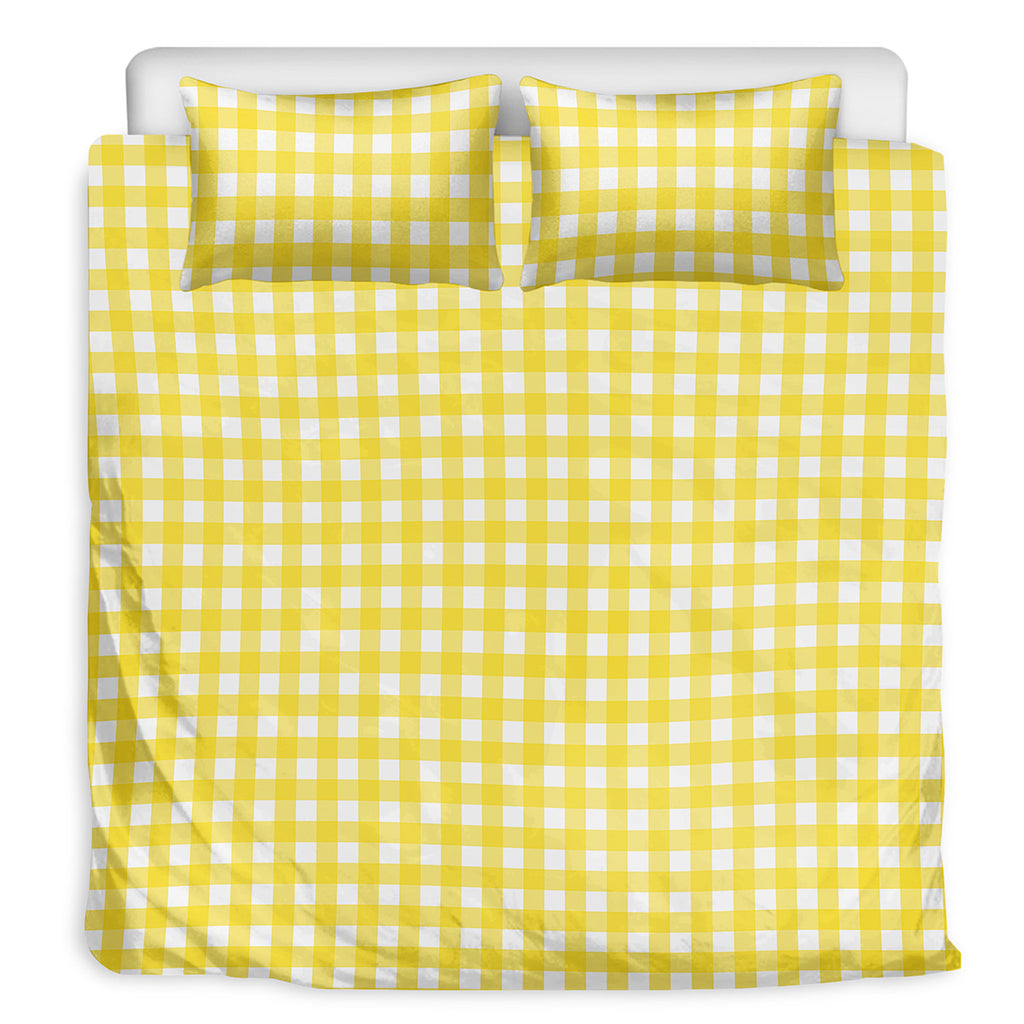 Yellow And White Check Pattern Print Duvet Cover Bedding Set