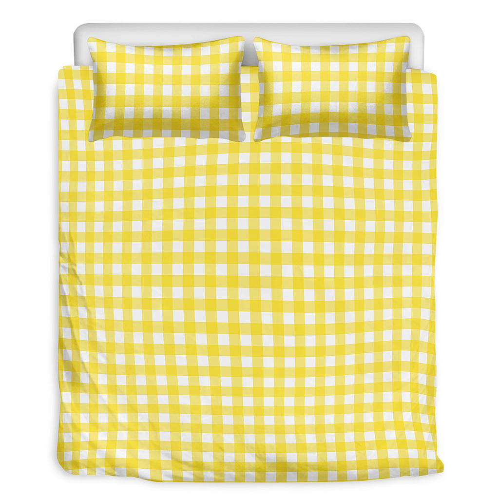 Yellow And White Check Pattern Print Duvet Cover Bedding Set