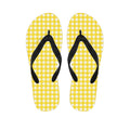 Yellow And White Check Pattern Print Flip Flops