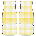 Yellow And White Check Pattern Print Front and Back Car Floor Mats