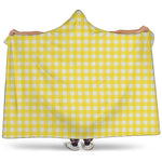 Yellow And White Check Pattern Print Hooded Blanket