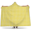 Yellow And White Check Pattern Print Hooded Blanket