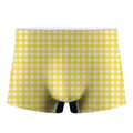 Yellow And White Check Pattern Print Men's Boxer Briefs