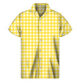 Yellow And White Check Pattern Print Men's Short Sleeve Shirt
