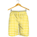 Yellow And White Check Pattern Print Men's Shorts
