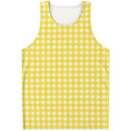Yellow And White Check Pattern Print Men's Tank Top