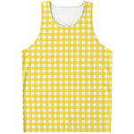Yellow And White Check Pattern Print Men's Tank Top