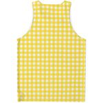 Yellow And White Check Pattern Print Men's Tank Top