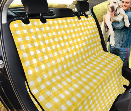Yellow And White Check Pattern Print Pet Car Back Seat Cover