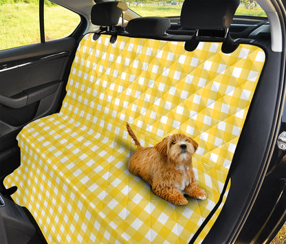 Yellow And White Check Pattern Print Pet Car Back Seat Cover