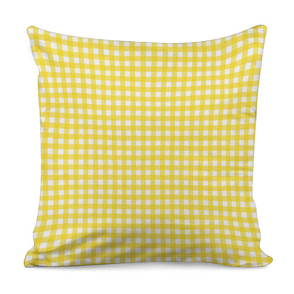 Yellow And White Check Pattern Print Pillow Cover