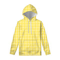 Yellow And White Check Pattern Print Pullover Hoodie