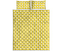 Yellow And White Check Pattern Print Quilt Bed Set