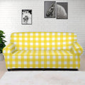 Yellow And White Check Pattern Print Sofa Cover
