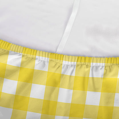 Yellow And White Check Pattern Print Sofa Cover