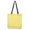 Yellow And White Check Pattern Print Tote Bag