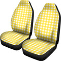 Yellow And White Check Pattern Print Universal Fit Car Seat Covers