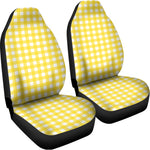 Yellow And White Check Pattern Print Universal Fit Car Seat Covers