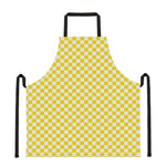 Yellow And White Checkered Pattern Print Apron