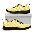 Yellow And White Checkered Pattern Print Black Running Shoes
