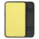 Yellow And White Checkered Pattern Print Car Center Console Cover