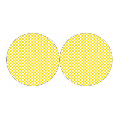 Yellow And White Checkered Pattern Print Car Coasters