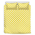 Yellow And White Checkered Pattern Print Duvet Cover Bedding Set