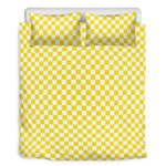 Yellow And White Checkered Pattern Print Duvet Cover Bedding Set