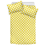 Yellow And White Checkered Pattern Print Duvet Cover Bedding Set
