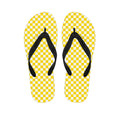 Yellow And White Checkered Pattern Print Flip Flops