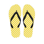 Yellow And White Checkered Pattern Print Flip Flops