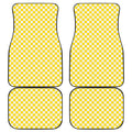 Yellow And White Checkered Pattern Print Front and Back Car Floor Mats