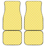 Yellow And White Checkered Pattern Print Front and Back Car Floor Mats