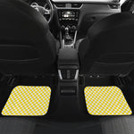 Yellow And White Checkered Pattern Print Front and Back Car Floor Mats